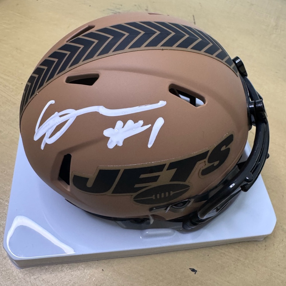 Sauce Gardner NY Jets Salute to service Autographed Mini Helmet